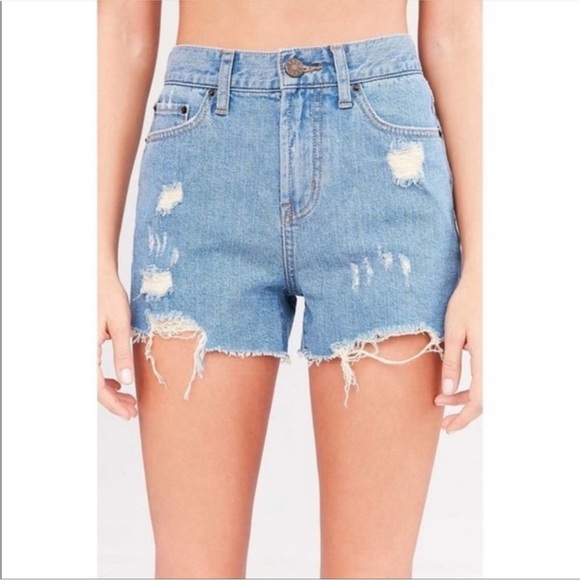 BDG Girlfriend High Rise Distressed Denim Shorts - Picture 1 of 7